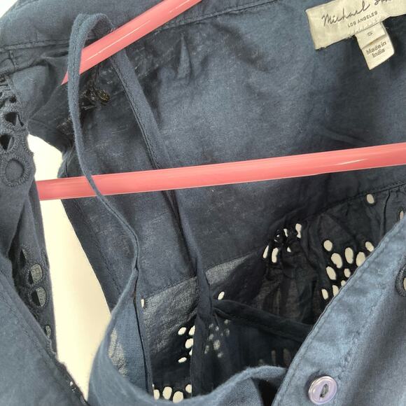 NEW MICHAEL STARS Dress Size Small Bernadette Navy Eyelet Cotton Shirtdress NWOT - Picture 8 of 16